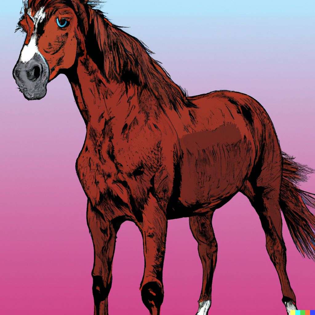 a horse, comic book illustration, realism style